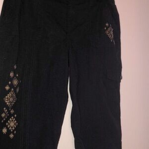 St. John's Bay Black and Gold Capris with Eyelet Design